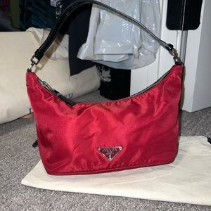 Red Prada Vintage Nylon Shoulder Bag